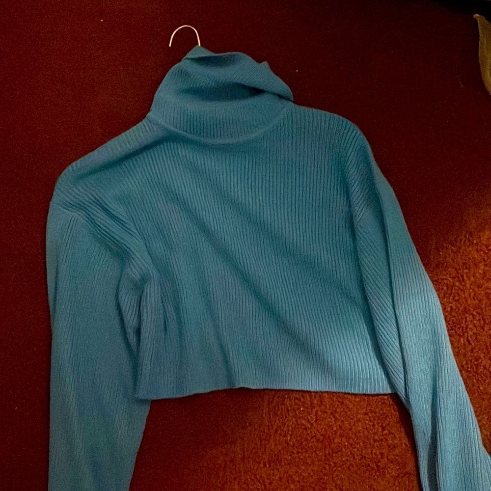 Cropped blue sweater